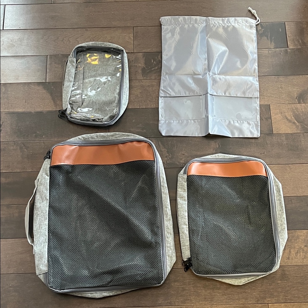 Stylish Gray and Brown Travel Bag Set